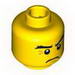 Minifig Head Thick Eyebrows, White Pupils and Crow's Feet Print [Blocked Open Stud]