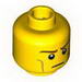 Minifig Head Male Long Brown Eyebrows and Light Brown Cheek Lines Print (Elf) [Blocked Open Stud]