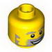 Minifig Head Beard Gray with Gray Eyebrows, Sideburns, Wide Open Smile and White Pupils Print [Blocked Open Stud]