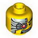 Minifig Head Alien with Mechanical Right Eye Red, Silver Head Plate Print [Blocked Open Stud]