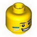 Minifig Head Face Paint with Blue and White Painted Cheeks and Grin Print [Blocked Open Stud]