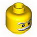 Minifig Head Moustache and Eyebrows White and Gray Bushy, White Pupils and Crow's Feet Print [Blocked Open Stud]