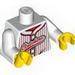 Torso Vertical Red Stripes with Buttons and 'Clutchers' Logo Print / White Arms / Yellow Hands