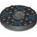 Turntable 6 x 6 Round Dark Bluish Gray Base with Black Top with Blue Skulls on White Print (Ninjago Spinner)