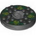Turntable 6 x 6 Round Dark Bluish Gray Base with Black Top with Lime Skulls on Green Print (Ninjago Spinner)