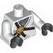 Torso Ninjago Brown Rope, Gold Lion Medallion and Gray Undershirt Print / White Arms / Black Hands