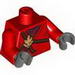 Torso Ninjago Brown Rope, Gold Medallion and Dark Red Undershirt Print / Red Arms / Black Hands
