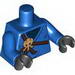 Torso Ninjago Brown Rope, Gold Medallion and Dark Blue Undershirt Print / Blue Arms / Black Hands