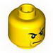 Набор LEGO Minifig Head Male Stern Black Eyebrows, White Pupils, Frown, Scar Across Left Eye Print [Hollow Stud], Желтый
