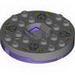 Turntable 6 x 6 Round Dark Bluish Gray Base with Flat Silver Top with Light Green Skulls on Yellow Print (Ninjago Spinner)