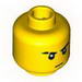 Minifig Head Male - Scarred Eyebrow, White Pupils, Brown Chin Dimple Print [Blocked Open Stud]