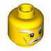 Minifig Head with White Goatee, Moustache and Eyebrows and Brown Age Lines Print [Blocked Open Stud]