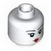 Minifig Head Female, Black Eyes, Thin Eyebrows, Red Small Lips, White Pupils Print [Blocked Open Stud]