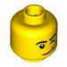 Minifig Head Male Black Eyebrows, Raised Left Eyebrow, Winkered Left Eye, White Pupil Print [Blocked Open Stud]