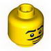 Minifig Head Male Black Eyebrows, Black Goatee and Moustache, White Pupils Print [Blocked Open Stud]