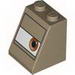 Slope 65В° 2 x 2 x 2 with Bottom Tube with Brown Eye in White Rectangle Print (Sarge)