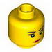 Minifig Head Dual Sided - Female Red Lips / Red Veil over Mouth Print [Blocked Open Stud]
