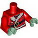 Torso Santa Jacket with Fur, Black Belt and Candy Cane Print / Red Arms / Sand Green Hands