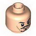Minifig Head Dual Sided - Jack Sparrow Black Moustache Smiling / Scared Print [Blocked Open Stud]