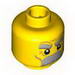 Minifig Head Dual Sided Thick Moustache and Eyebrows, Determined / Angry Print [Blocked Open Stud]