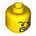 Minifig Head Dual Sided Arched Eyebrows and Goatee, Smile / Angry Print [Blocked Open Stud]