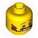 Minifig Head Brown Handlebar Moustache, Scared Print [Hollow Stud]