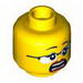 Minifig Head Dual Sided Female Glasses with Black Frames, Beauty Mark Laughing / Scared Print [Hollow Stud]