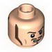 Minifig Head Dual Sided PotC Will Long Brown Sideburns, Moustache, and Goatee Sneering / Smiling Print [Blocked Open Stud]