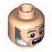 Minifig Head Dual Sided PotC Gibbs Gray Beard and Eyebrows, Crow's Feet, Angry / Scared Print [Blocked Open Stud]