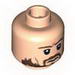 Minifig Head Dual Sided PotC Norrington Ragged Brown Beard Smiling / Frowning Print [Blocked Open Stud]