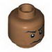Minifig Head Male Stern Black Eyebrows, White Pupils Print (SW Captain Panaka) [Blocked Open Stud]