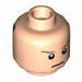 Minifig Head Dual Sided Male Stern Brown Eyebrows and Pupils / Gray Visor Print [Blocked Open Stud]