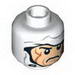 Minifig Head Male White Bandage with Buttons Print [Hollow Stud]