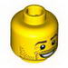 Minifig Head Beard Stubble, Reddish Brown Eyebrows, White Pupils and Open Smile Print [Blocked Open Stud]