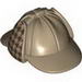 Minifig Hat, Deerstalker with Dark Red Houndstooth Check on Ear Flaps Print