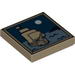 Tile 2 x 2 with Sailing Ship and Moon Print