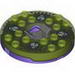 Turntable 6 x 6 Round Dark Purple Base with Trans-Bright Green Top and Glow in the Dark Opaque Skulls on Dark Gray Print (Ninjago Spinner)