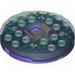 Turntable 6 x 6 Round Dark Purple Base with Trans-Light Blue Top and Glow in the Dark Opaque Skulls on Light Blue Print (Ninjago Spinner)