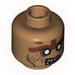 Minifig Head Dual Sided - Zombie with Silver Eyes and Brown Face Lines Closed Mouth / Bared Teeth Print [Blocked Open Stud]