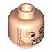 Minifig Head PotC Scrum Brown Stubble and Goatee, Scar on Right Eye Print [Blocked Open Stud]
