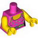 Torso Female Dark Pink Top with Colorful Decorations Print (Eighties Style Gym Clothes) / Yellow Arms / Yellow Hands