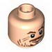 Minifig Head Moustache Brown, Scratches/Scars across Face Print (HP Professor Lupin) [Hollow Stud]
