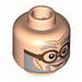 Minifig Head Male Gray Beard and Eyebrows, Brown Glasses Print (HP Ernie Prang) [Blocked Open Stud]