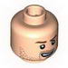 Набор LEGO Minifig Head Male Brown Stubble, Brown Eyebrows and Open Grin Print [Hollow Stud], Light Flesh