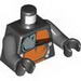 Torso Ninjago Snake with Silver Badge and Orange Scales Print (Skalidor) / Dark Bluish Gray Arms / Black Hands