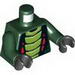 Torso Ninjago Snake with Lime and Red Scales Print (Acidicus) / Dark Green Arms / Black Hands