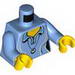 Torso Female Shirt with Two Buttons and Shell Pendant Print / Medium Blue Arms / Yellow Hands