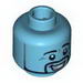Minifig Head Black Eyebrows and Facial Hair, Open Smile Print [Blocked Open Stud]