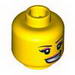 Minifig Head Female with Pink Lips and Eye Shadow, Open Smile with Teeth Print [Blocked Open Stud]