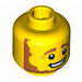 Minifig Head Beard Brown Angular Bushy with White Pupils and Open Mouth Smirk Print [Blocked Open Stud]